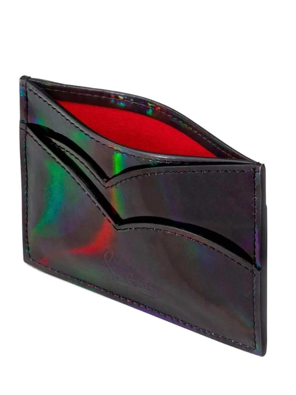Christian Louboutin Hot Chick Card Case Black Patent Psychic Leather New